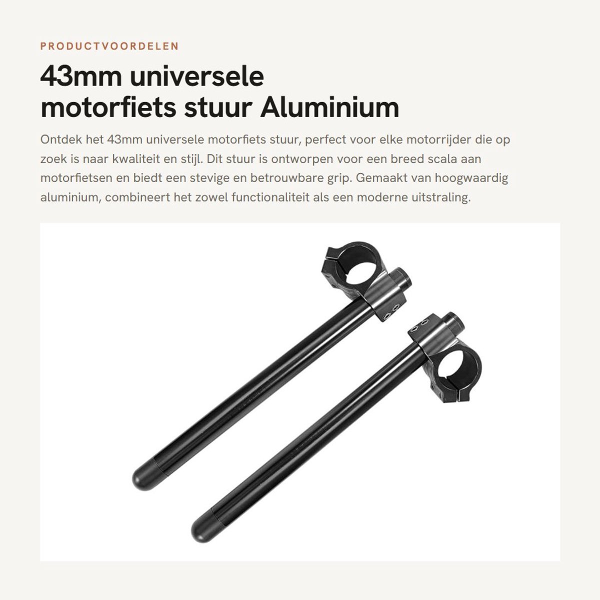 Dailygoods- Motorfiets Stuur 43mm - Universele Clip Op Stuur - Aluminium Handvat Set - Zwart - Hoogwaardige Veiligheid - Duurzaam Materiaal - Motorstuur