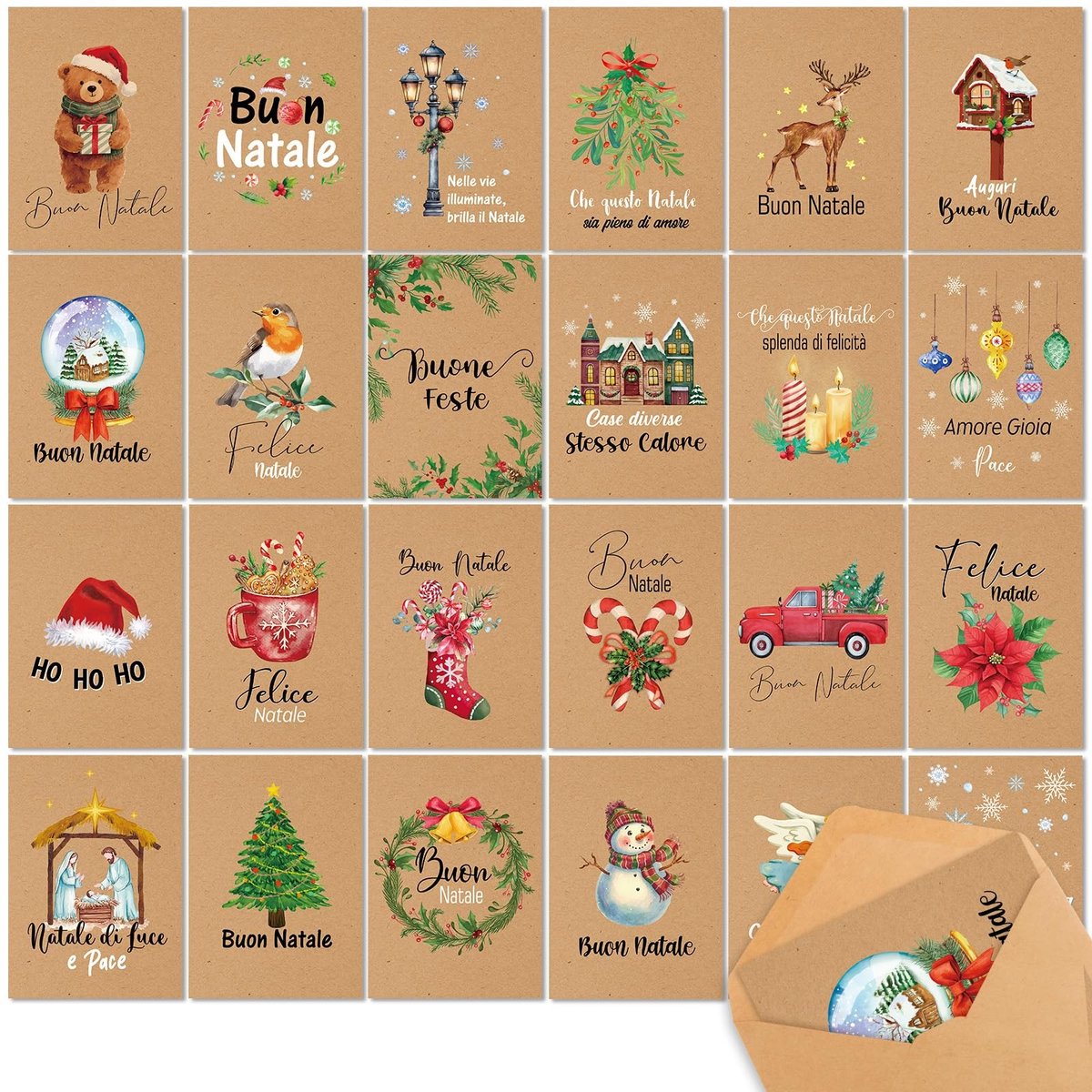 Dailygoods- Geboortekaartjes 24 Stijlen - Wenskaarten Set - Krachtkaarten - Originele Ontwerpen - Verjaardagskaarten - Acquerello Design