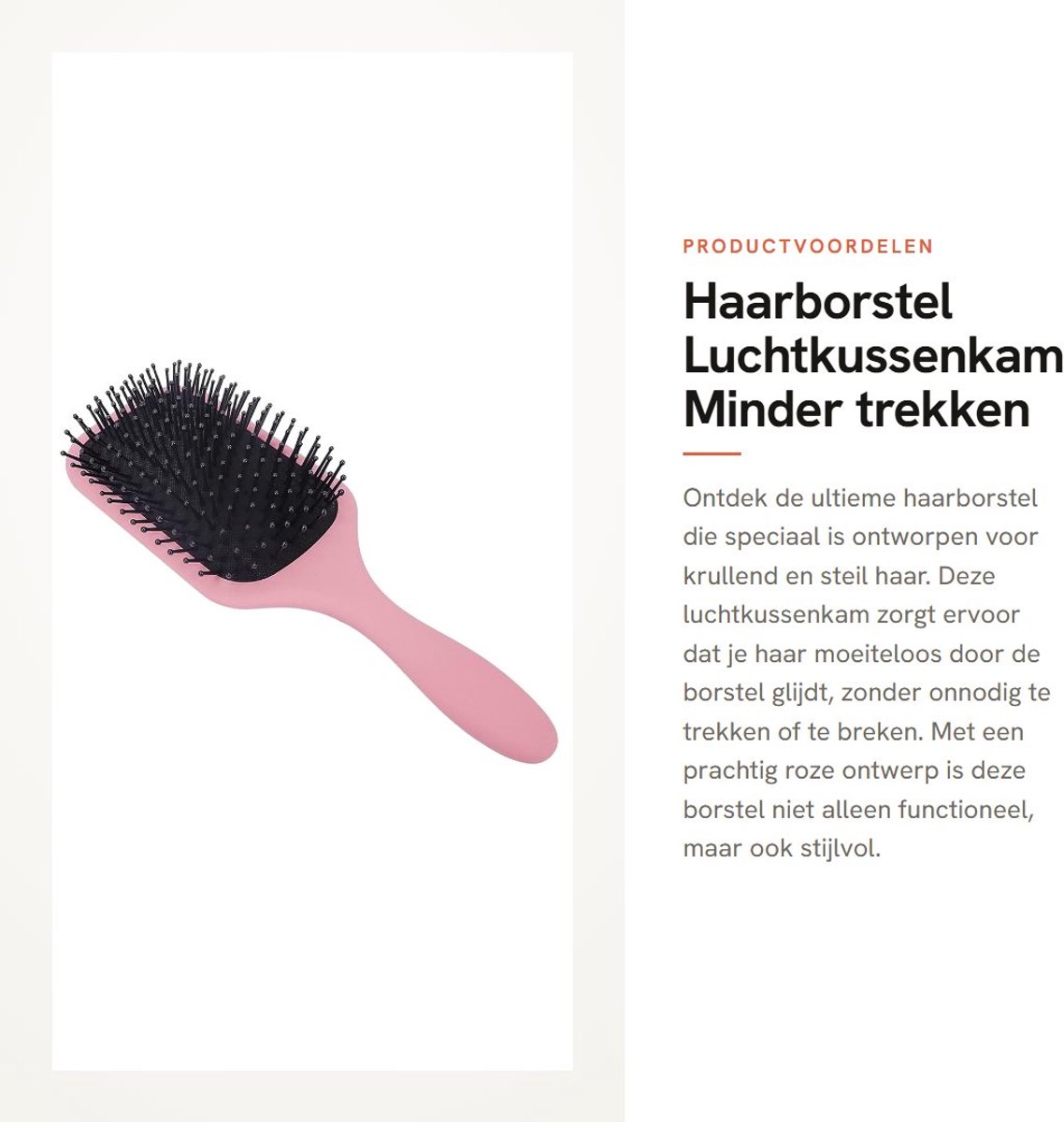 Dailygoods- Haarborstel Antiklit - Luchtkussen - Ronde Haarborstel voor Fohnen - Haarborstel Krullen - Praktische Kam - Minder Trekken - Kammen
