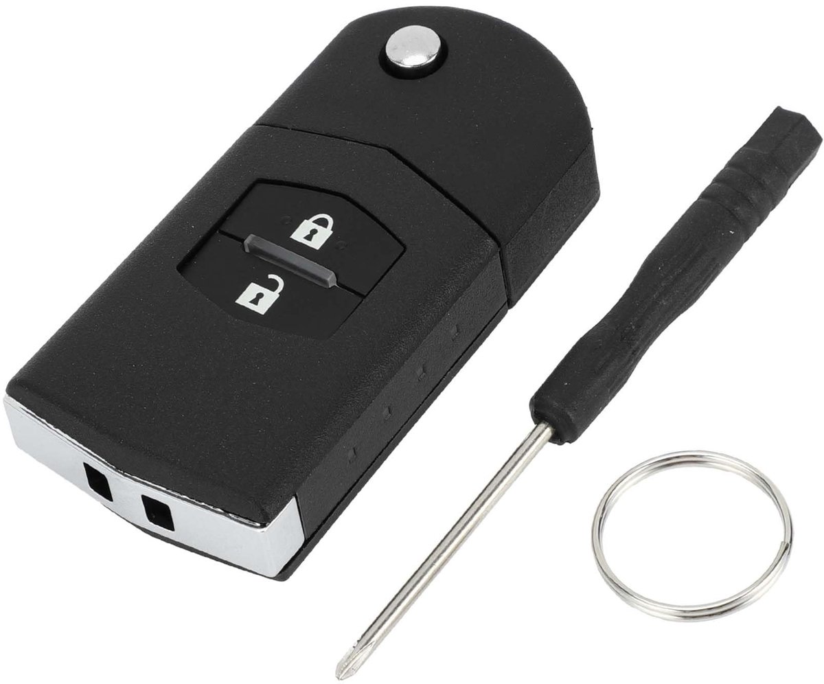 Dailygoods- Sleutelcase 2 Knoppen - Autosleutel Hoesje - Sleutelhanger - Vervangingscase - Geschikt voor Mazda - Zwart Plastic