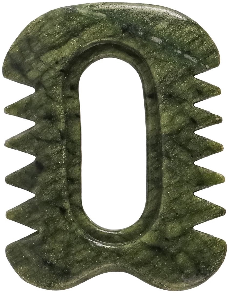 Dailygoods- Hoofdhuidmassagekam Handheld - Jade - Gezichtsmassage Tool - Haarverzorging - Ergonomisch Ontwerp - 10,2 x 7,8 cm - Massagekam