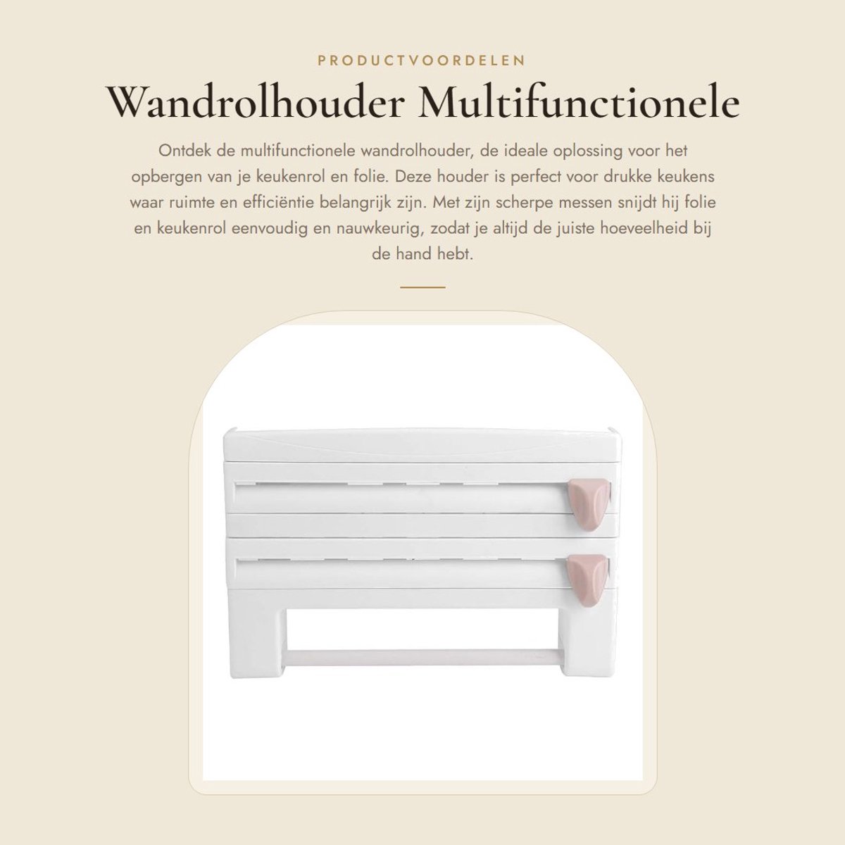 Dailygoods- Keukenrolhouder Multifunctioneel - Wandgemonteerd - Foliesnijder - Opbergrek - 39 x 10 x 24 cm - Eenvoudig te installeren - Keukenaccessoire