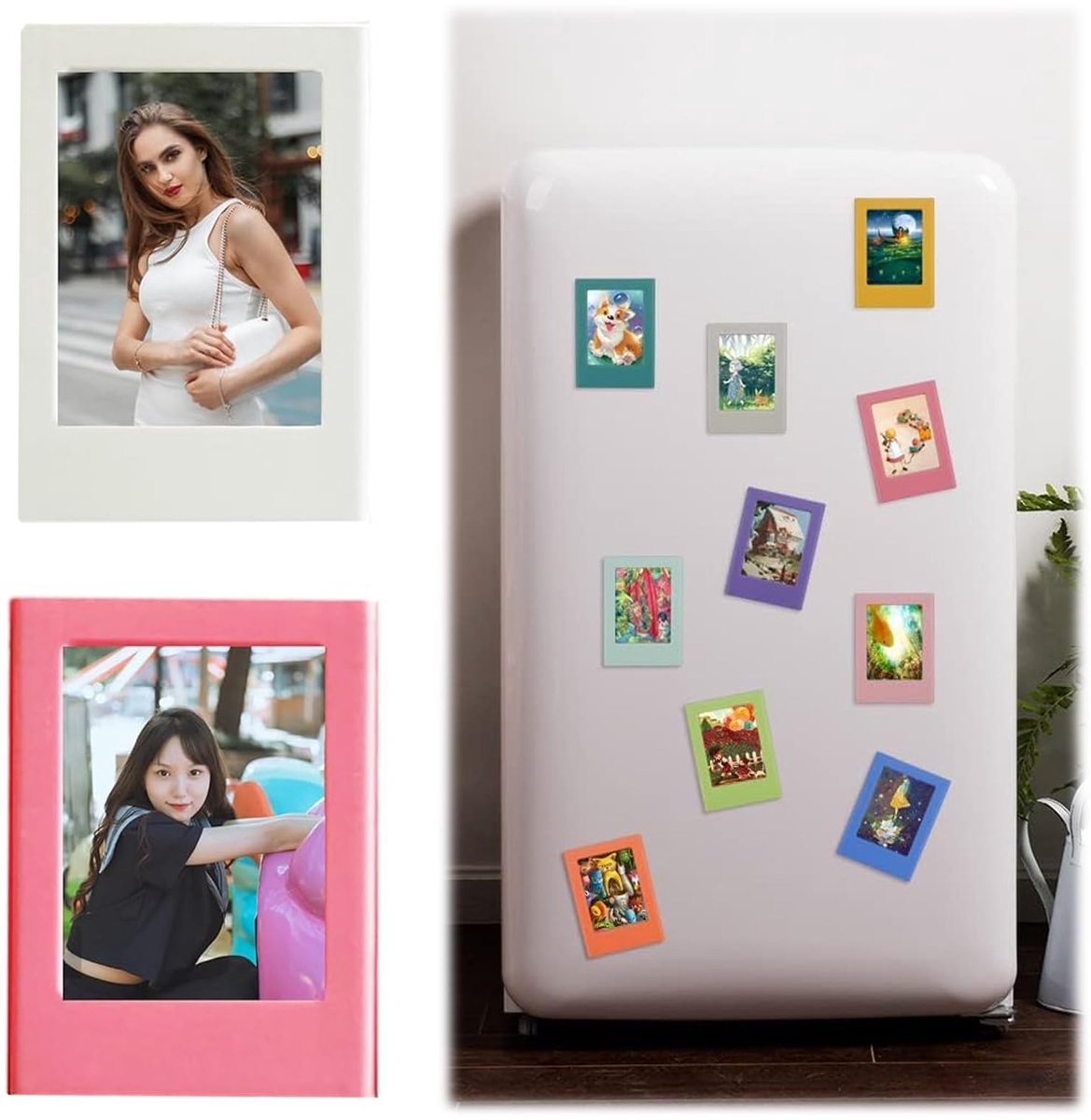 Dailygoods- Fotolijst Magnetisch - Mini-Fotolijst - Set van 2 - Geschikt voor Foto's 6,2x4,5 cm - Kleurrijke Fotolijsten - Gemakkelijk te Installeren - Fotohouder