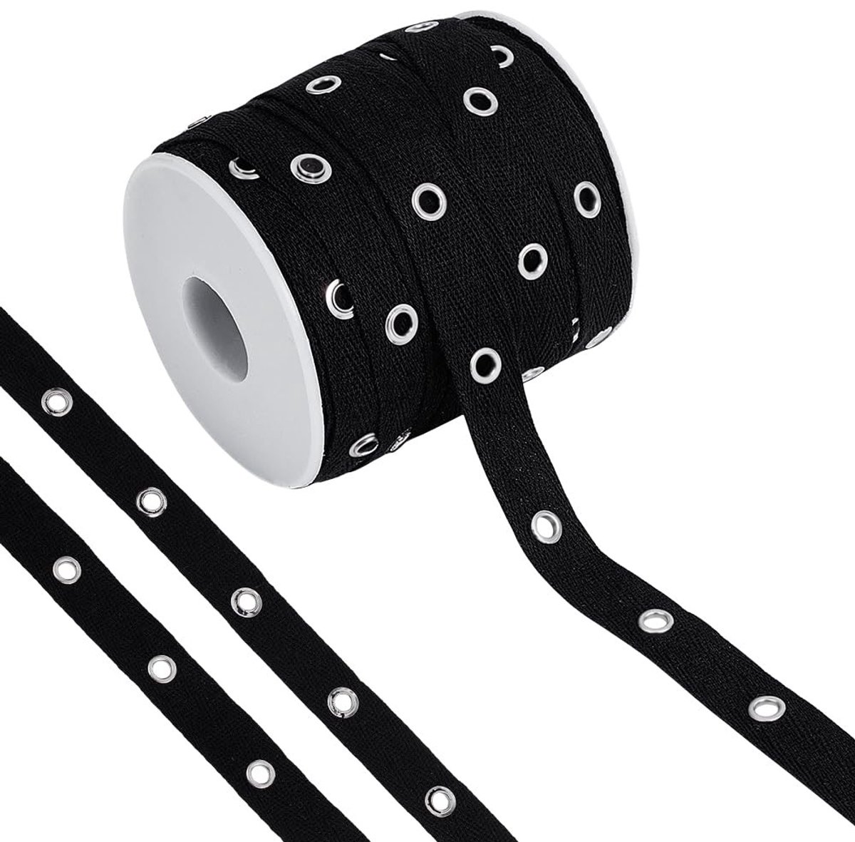 Dailygoods- Oogjesband 20 yard - Katoenen Twillband 15 mm - Voor Korsetten/Kledingversiering - Doe-het-zelf Woondecoratie - Gatdiameter 4,5 mm - Sterk en Duurzaam