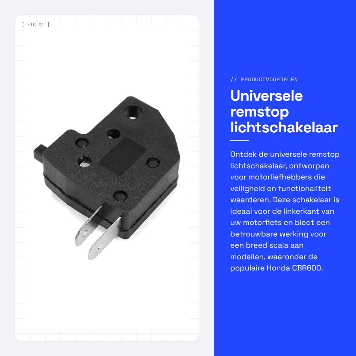 Dailygoods - Universele remstop lichtschakelaar - Motorfiets drukknop - Zwart - Remlichtschakelaar - Geschikt voor Honda CBR600