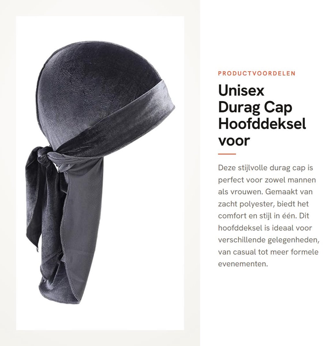 Dailygoods- Durag Hoofddoek - Fluwelen Sjaal - Opvouwbaar Hoofddeksel - Geschikt voor Mannen/Vrouwen - Zachte Polyester - Hoofdomtrek 58 cm