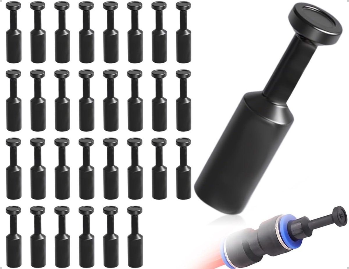 Dailygoods- Afsluitstopper 30 Stuks - Pneumatische Luchtaansluitstekkers - Luchtstekkerfittingen - Slangverbindingen - Industrie/Auto - Zwart - Luchtstopper