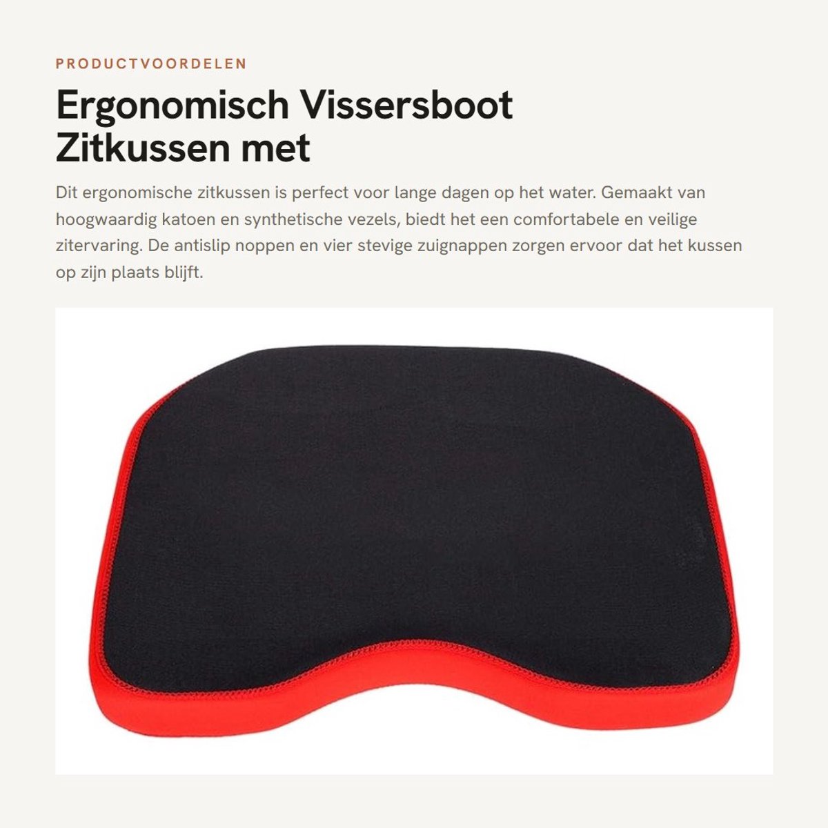 Dailygoods- Zitkussen Ergonomisch - Antislip - Lichtgewicht - Met Zuignappen - 30 x 25 x 4,5 cm - Duurzaam Katoen/Synthetisch Vezelmateriaal - Zitpad