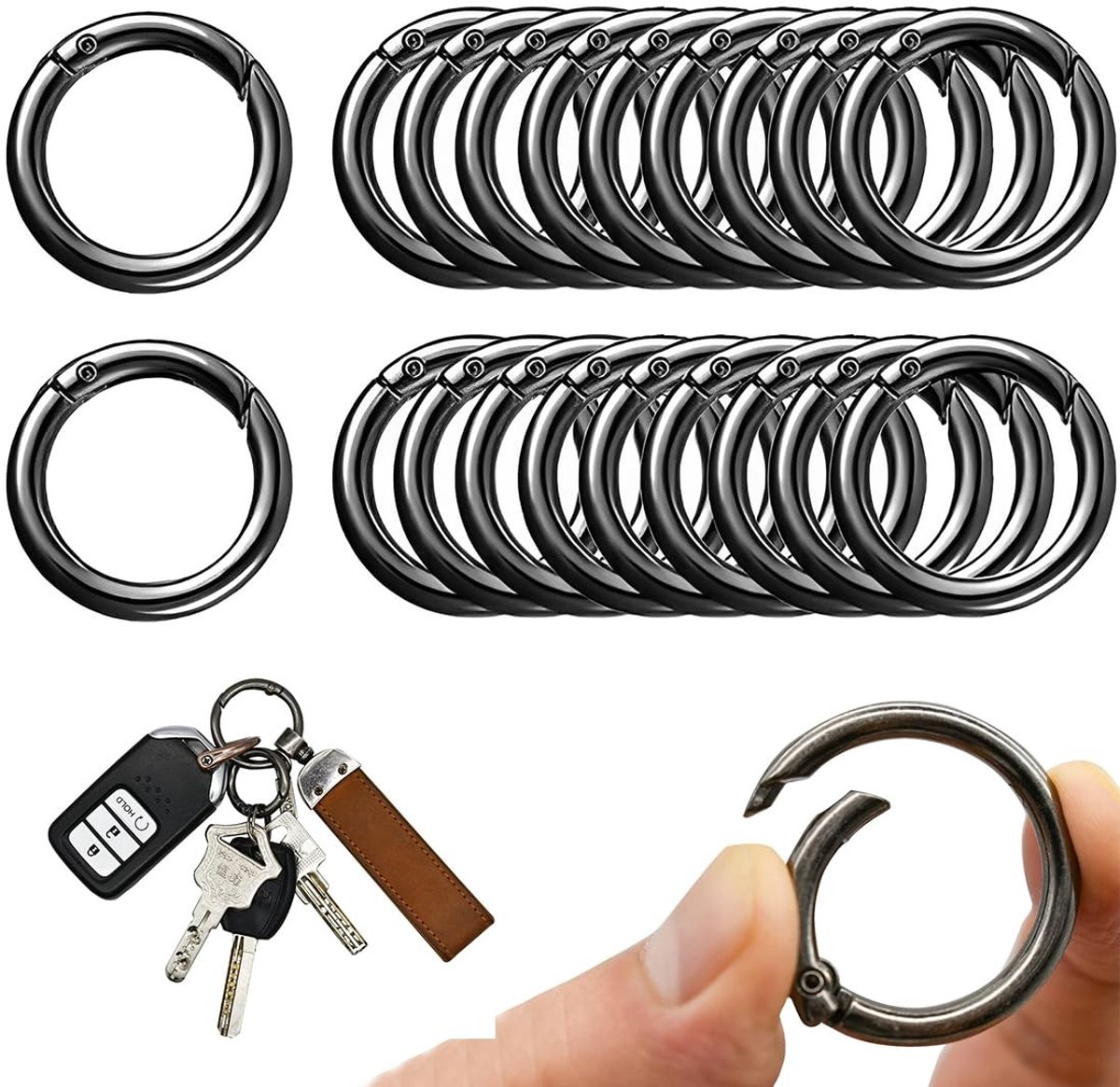 Dailygoods- Karabijnhaak 18 stuks - Zinklegering - Klikring - Haken - Sleutelhanger - Handtas - Haak