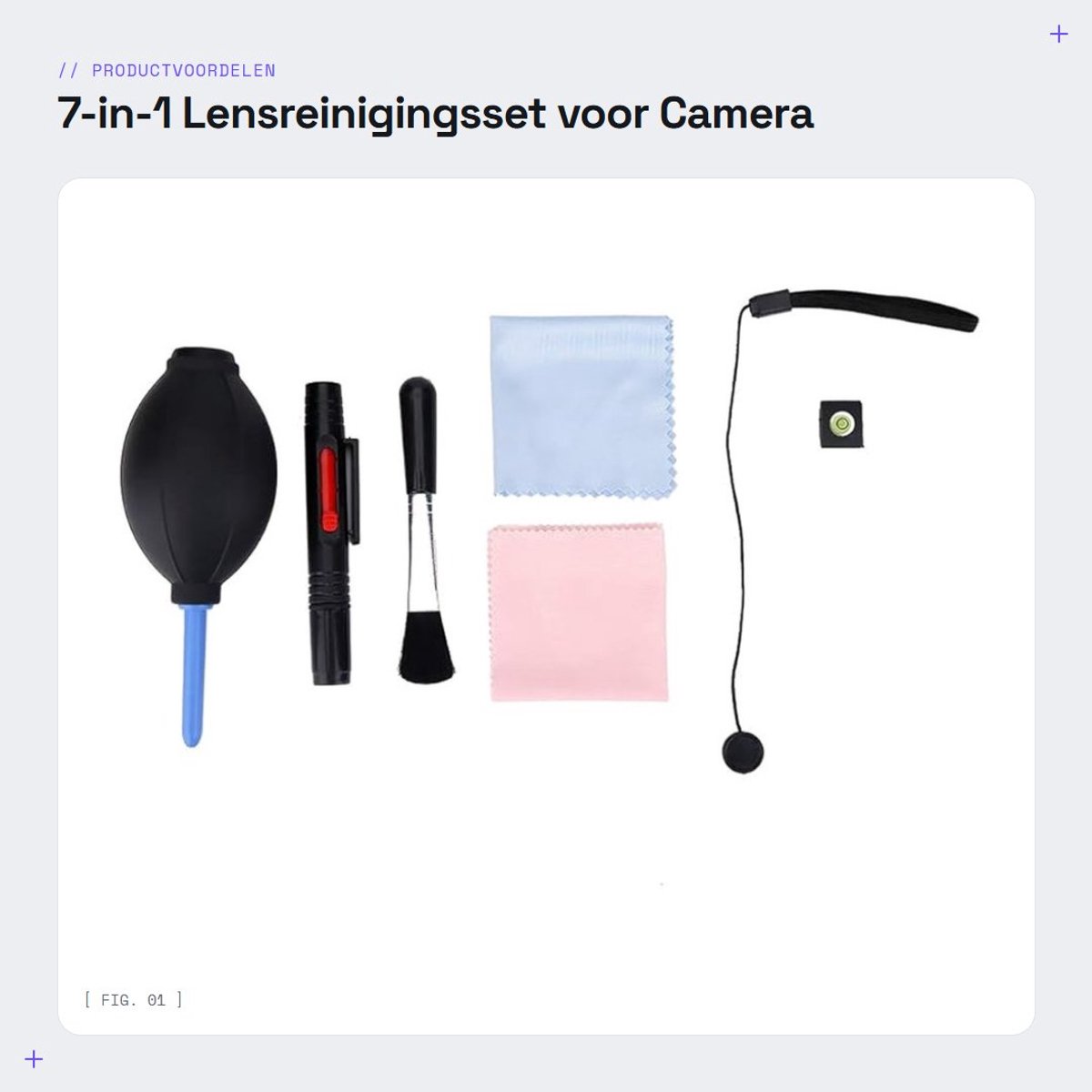 Dailygoods- Lensreinigingsset 7-in-1 - Reinigingsdoekje - Blower - Reinigingsborstel - Draagbaar - Lichtgewicht - Duurzaam - Camera Cleaning Kit