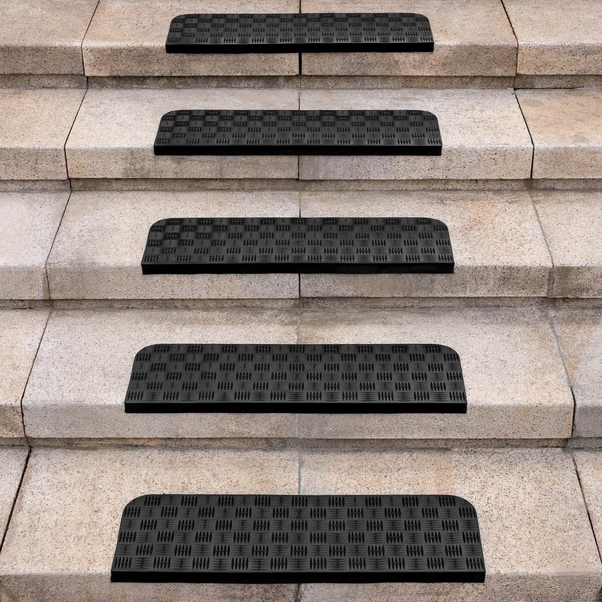 Dailygoods- Traptreden Antislip - Set van 5 - 76 x 25 cm - Duurzaam Rubber - Bullnose Design - Geschikt voor Binnen/Buiten - Trapmatten