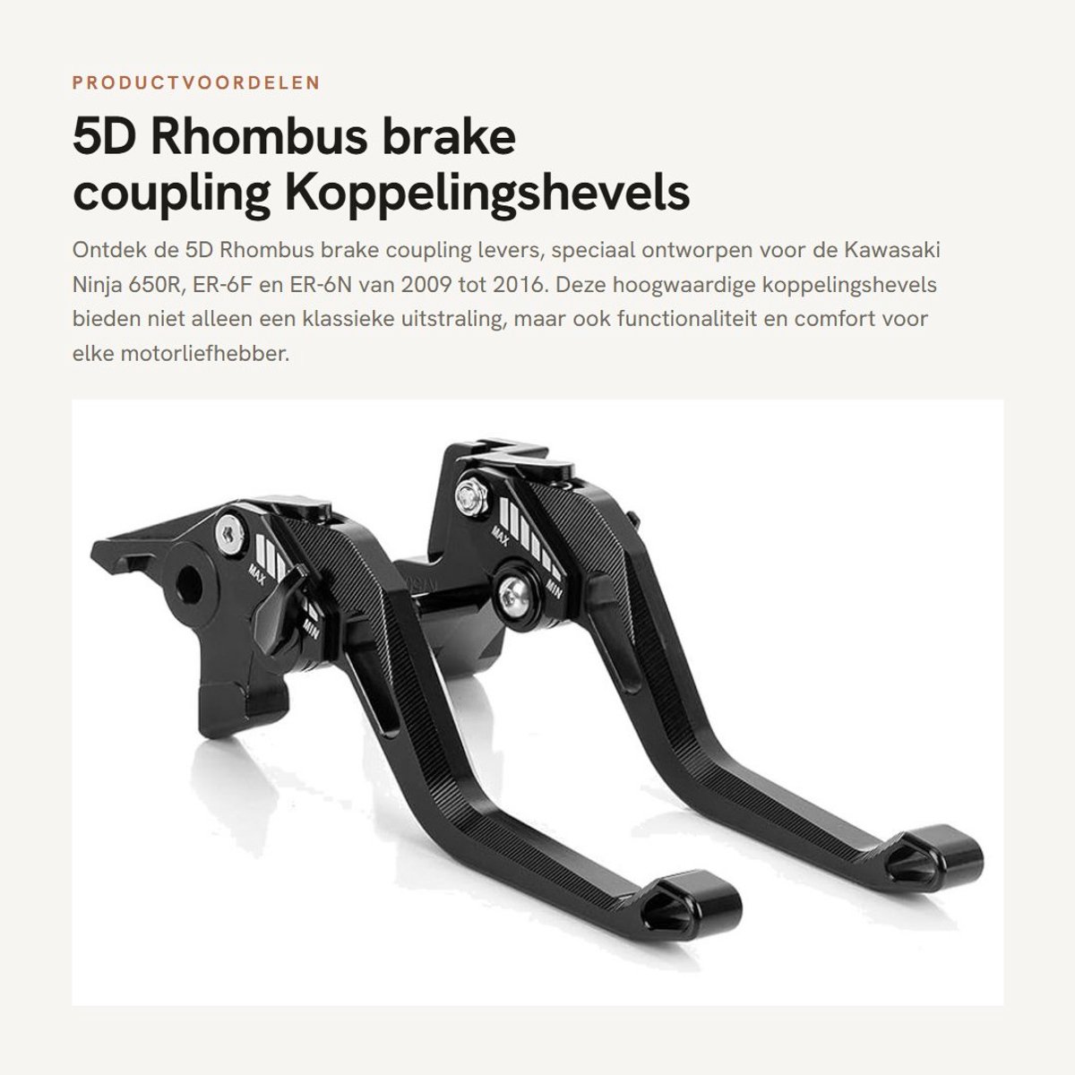 Dailygoods- Remkoppeling Levers Zwart - Voor Kawasaki Ninja 650R/ER-6F/ER-6N - 2009-2016 - Hoogwaardige kwaliteit - Duurzaam ontwerp - Remhebel