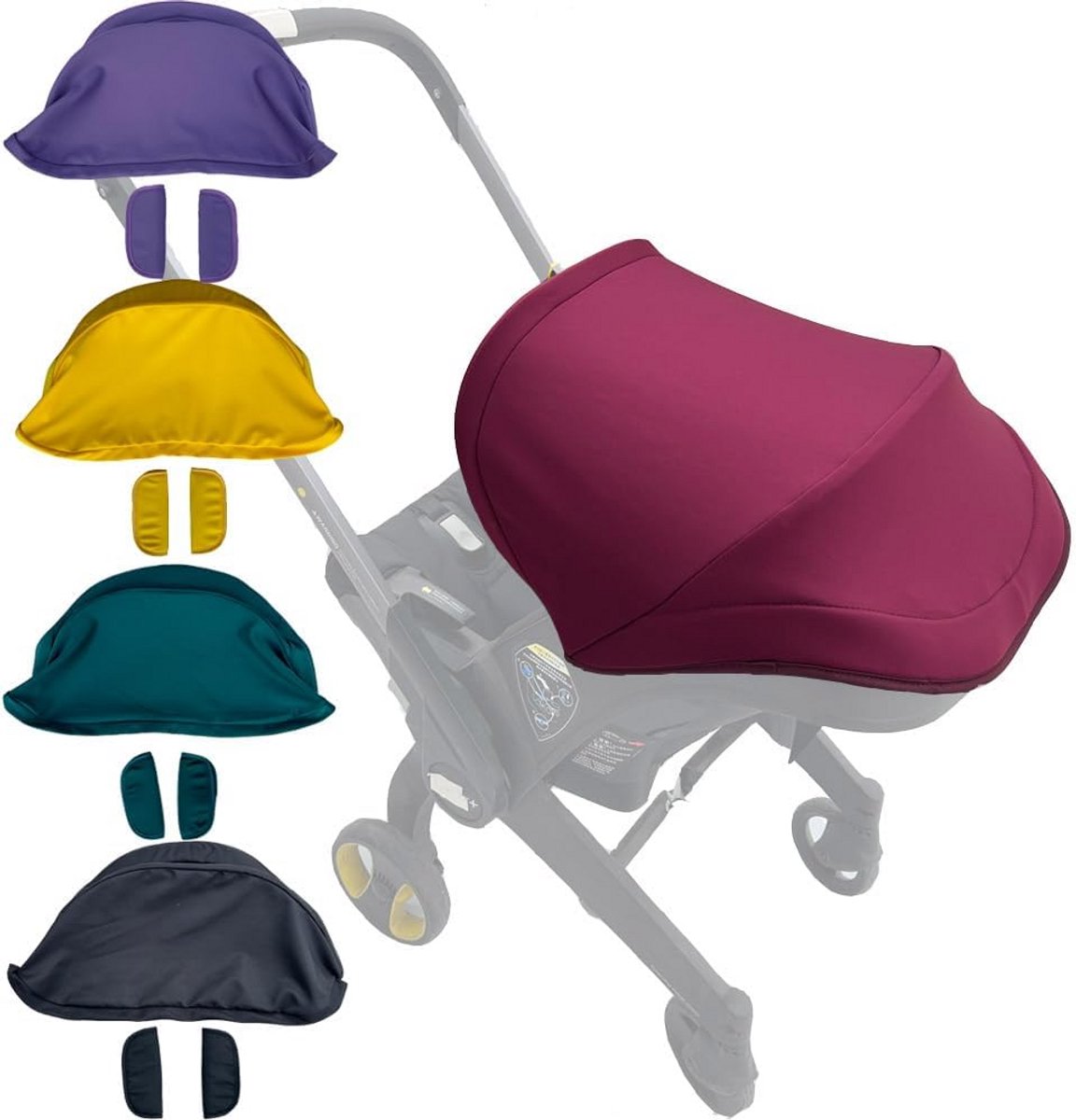 Kinderwagen luifel - Zonnescherm kinderwagen - Baby beschermen - Dubbellaags gebreide stof - 45 x 40 x 30 cm - Wijnrood
