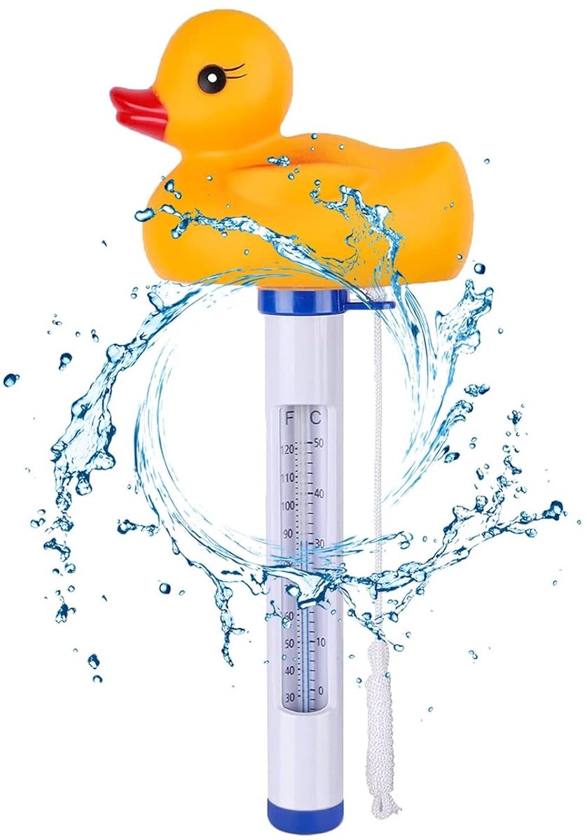 Zwembadthermometer - Drijvende thermometer - Water temperatuur meten - Inclusief koord - 0-50°C - Wit