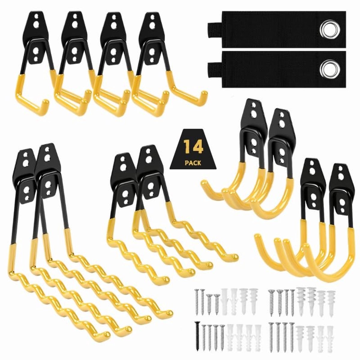 Dailygoods- Muurhaak Heavy-Duty - 14 Stuks - Tuin/Garage Opslag - Zware Voorwerpen - Duurzaam Materiaal - Efficiënte Opslag - Opslaghaken
