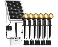 Solar Spotlights - Buitenlampen Tuin - Tuin Verlichten - Verstelbare Kop Paneel - 6 Stuks - Koud Wit