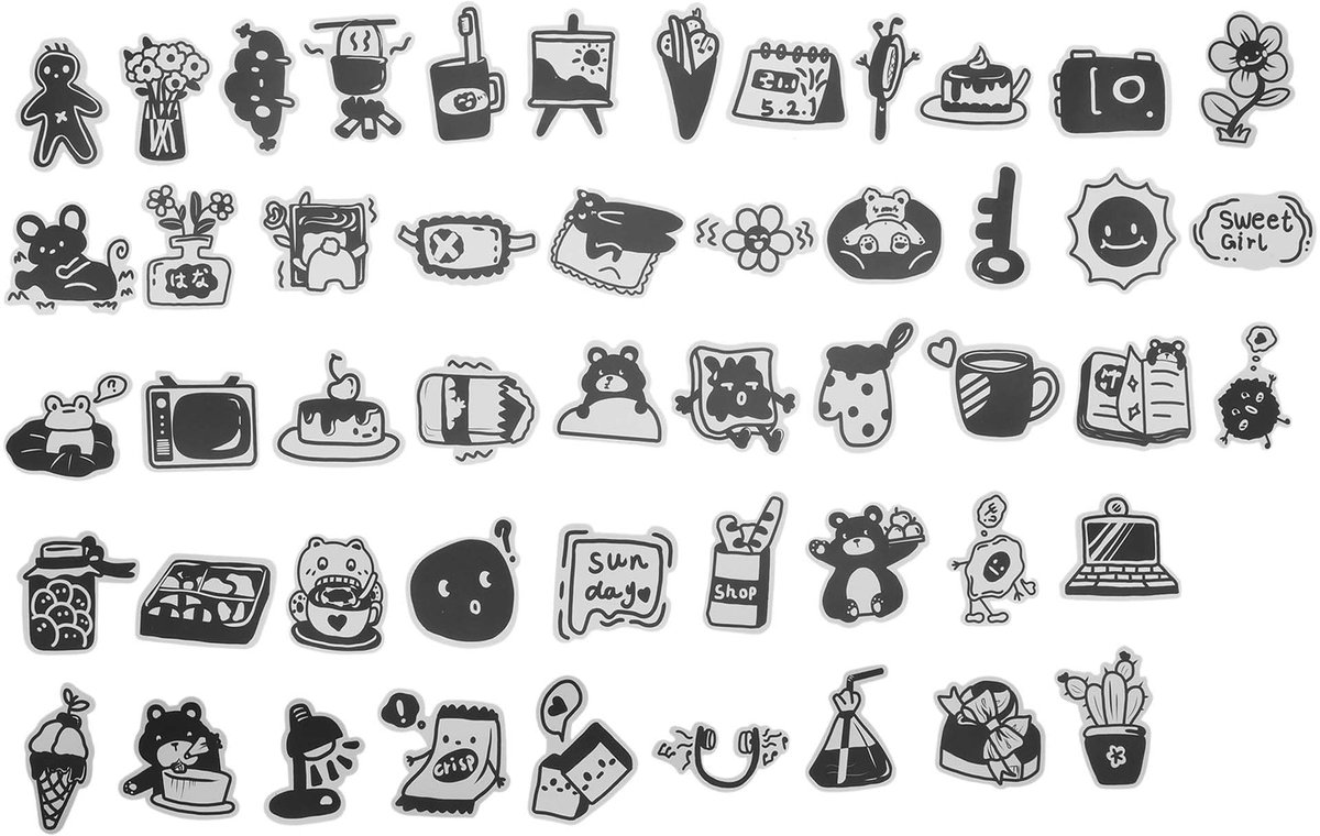 Dailygoods- Albumstickers 50 stuks - Waterdichte Stickers - Esthetische Stickers - Dagboekstickers - Scrapbooking - Unieke Designs 5,5-8,5 cm - Decoratiestickers
