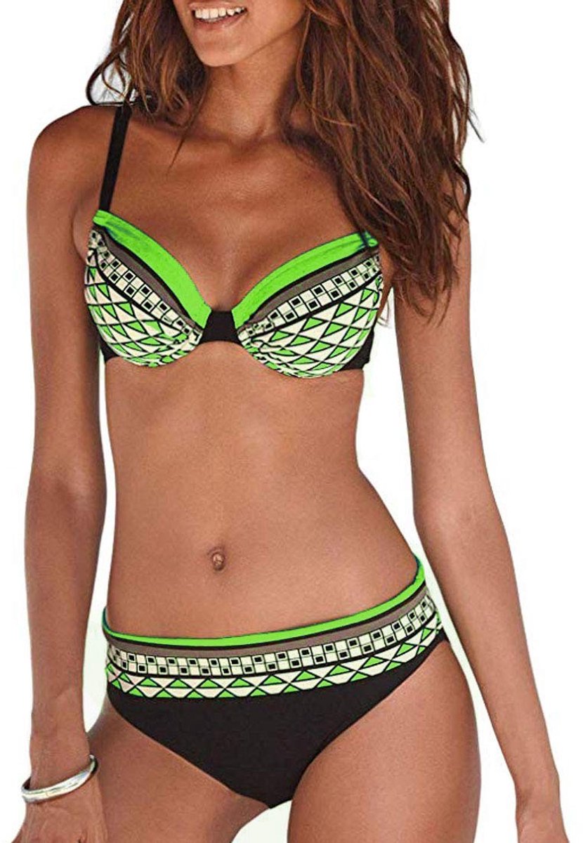 Dailygoods- Badpak Dames Gewatteerd - Push-up Bikini - Tribal-print - Verstelbare Bandjes - Zachte Voering - Sneldrogend Ondergoed
