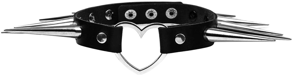 Dailygoods- Halsband Verstelbaar - PU Lederen Choker - Punk Rock Halsketting - Klinknagels - Zacht Materiaal - 40 cm Lengte