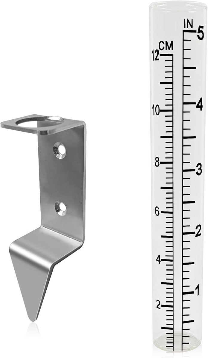 Regenmeter Tuin - Water Opvang - Buiten Meten - Roestvrijstalen Houder - 5 Inch Capaciteit - Transparant