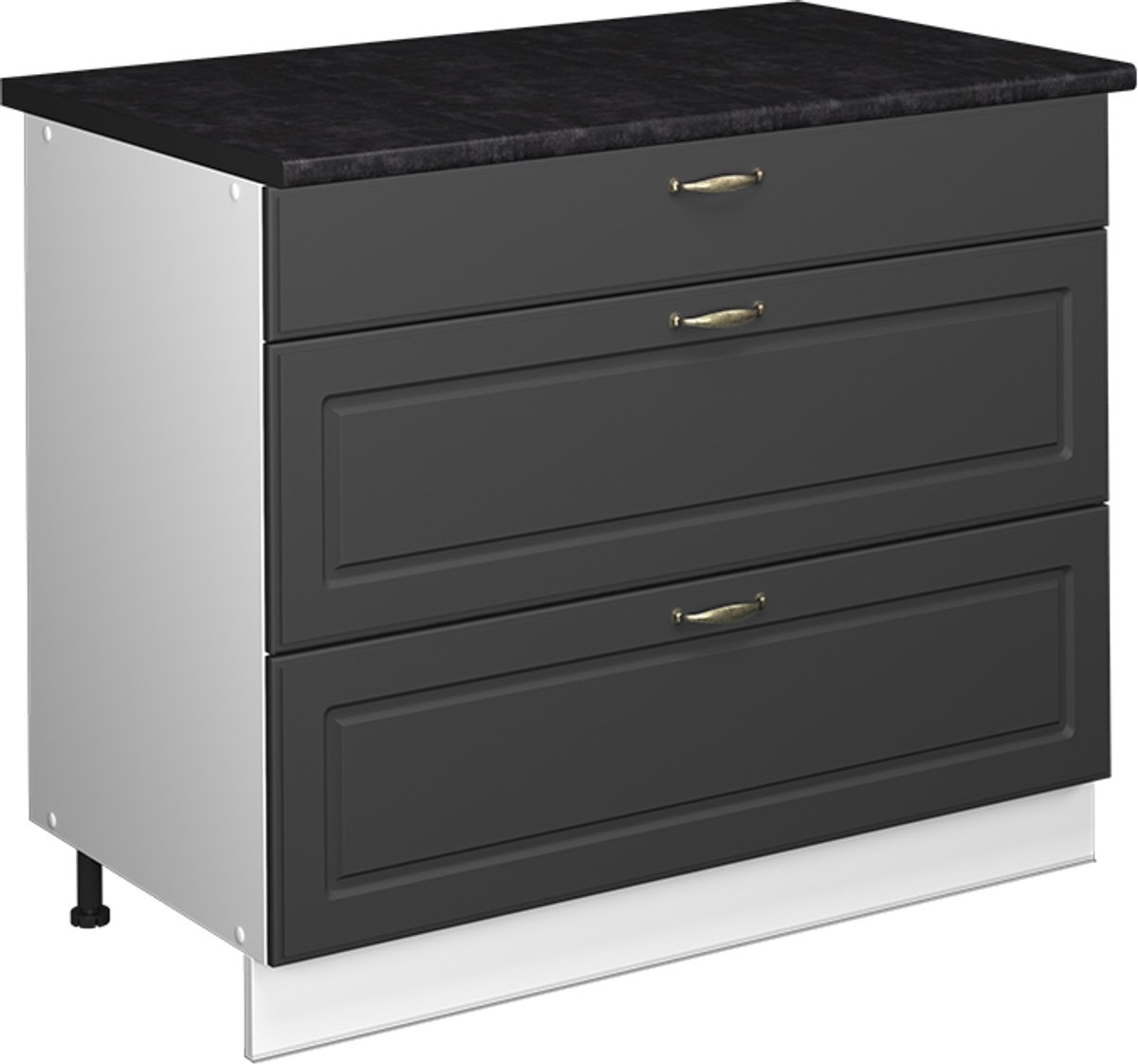 Vicco Keukenonderkast Fame-Line, Anthrazit-Gold Landhaus/Wit, 100 cm, WB Antraciet Anthrazit-Gold landelijk/Wit