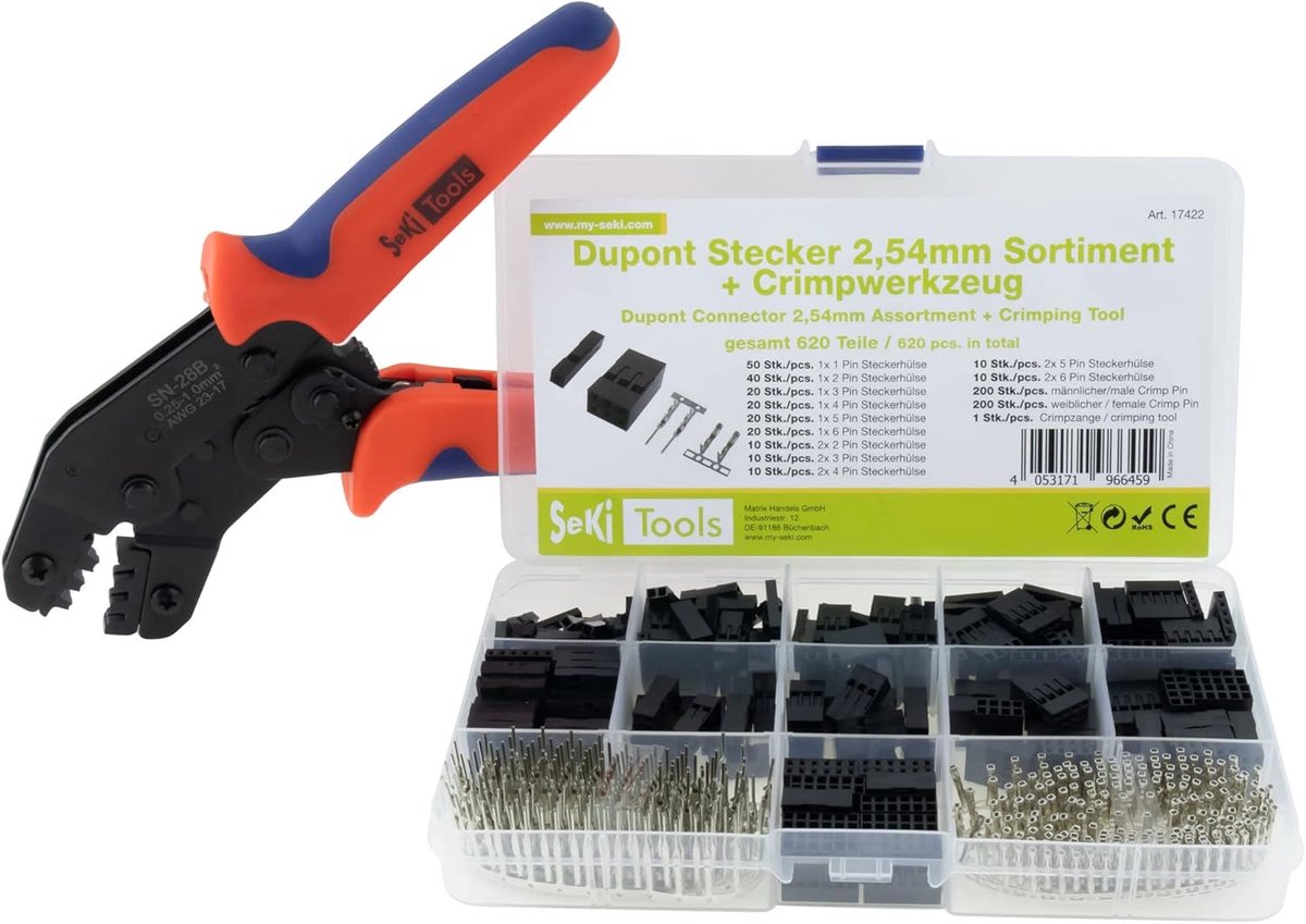 Stekkers Assortiment - Krimptang Set - Elektronica Projecten - Inclusief Krimptang - 620 Delen - Zonder
