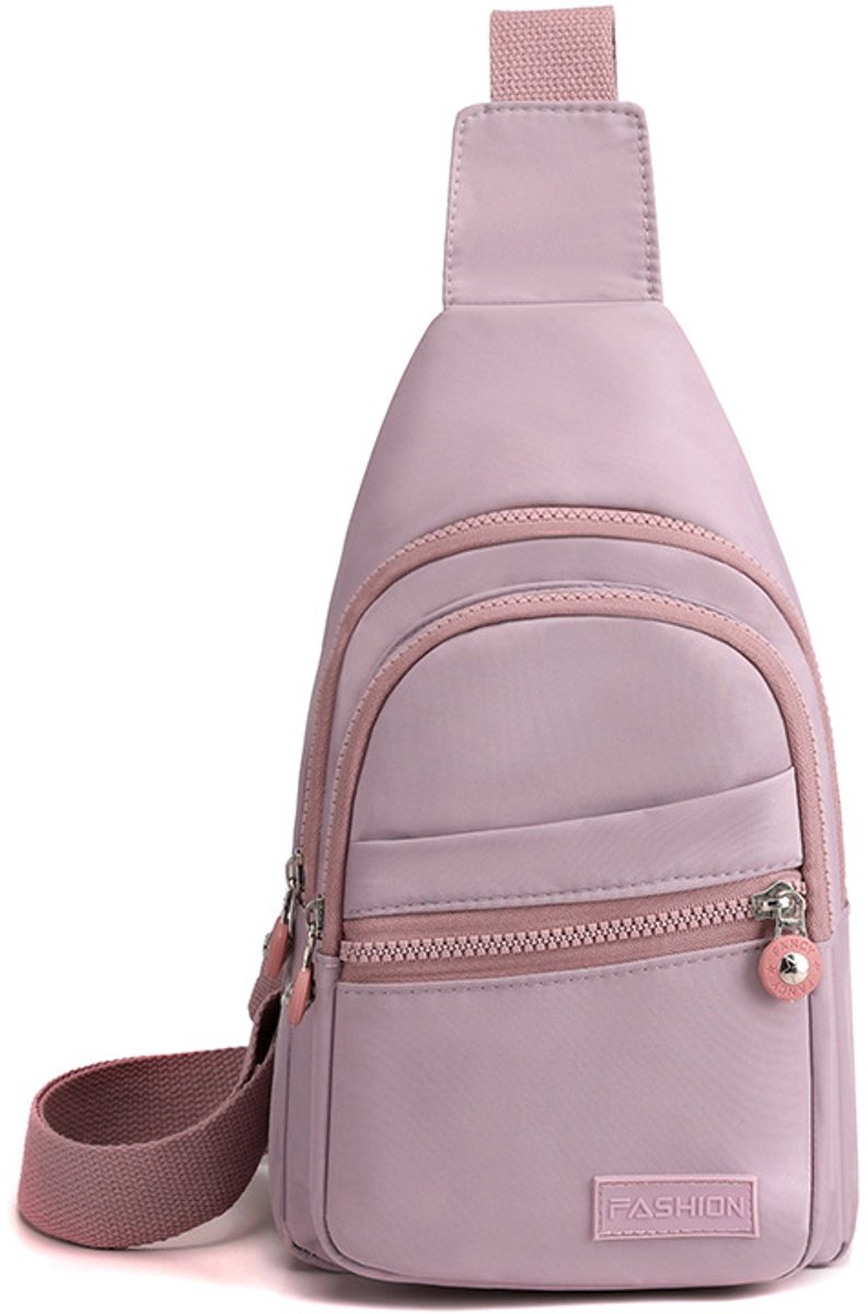COOAU - Kleine schouder/crossbodytas - 5 opbergvakken en kabelopening - Schoudertas, crossbodytas, heuptas, crossbody - Dames & Heren - lichtpaars