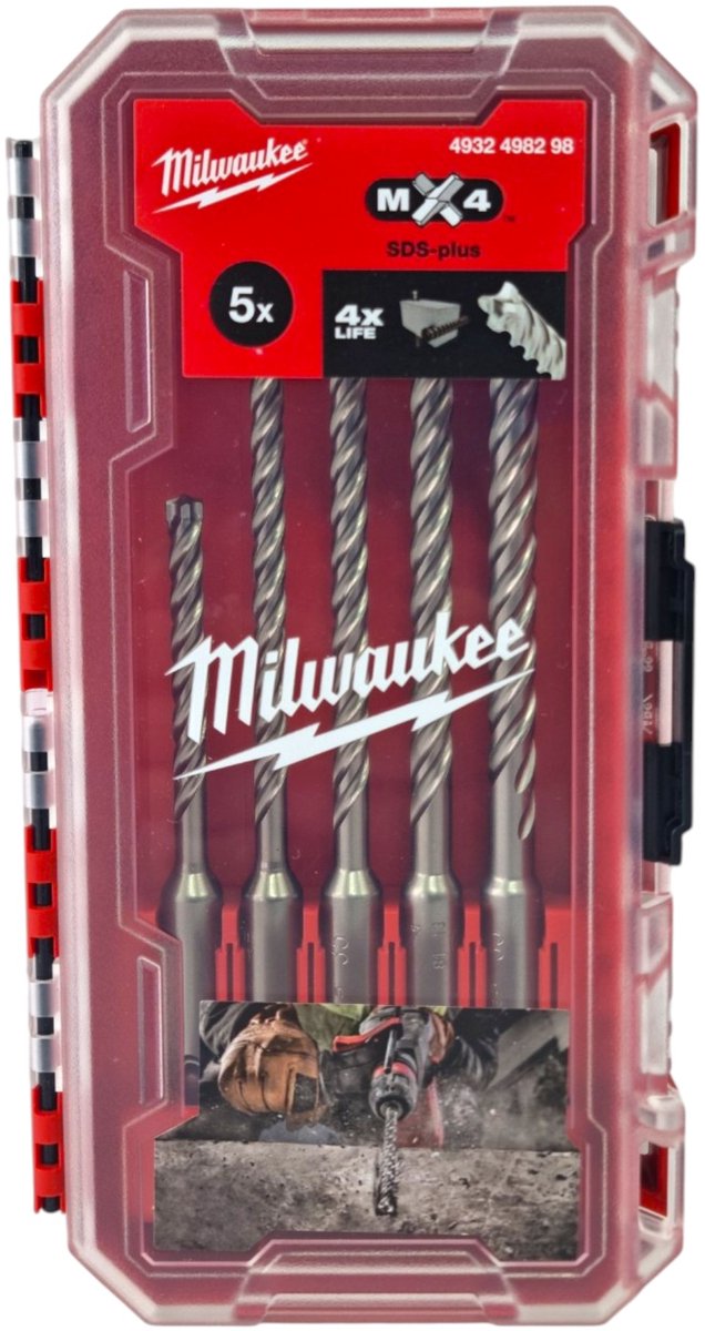 Milwaukee SDS Plus MX4 boorset 5-delig 4 Cut 5,5 - 8 mm ( 4932498298 )