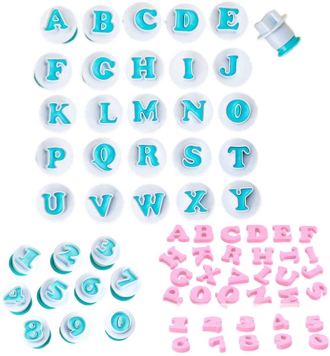 Dailygoods- Letter-uitstekers 36 stuks - Uitsteekvormen - Taartdecoratie - Cijfers/letters - Fondant - Klei/koekjesdecoratie - Uitsteekvormpjes