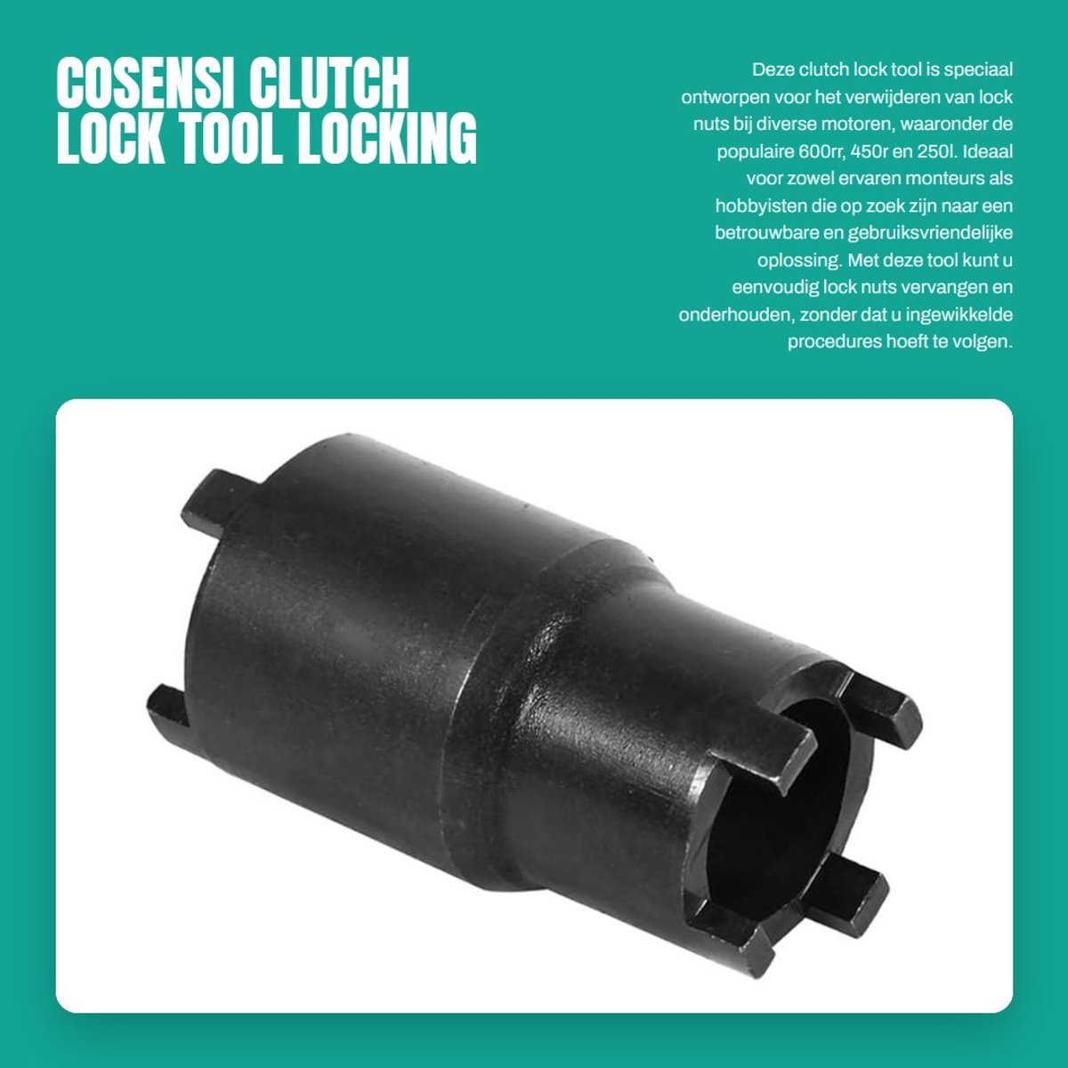 Dailygoods- Clutch Lock - Verwijderingsgereedschap - 4-Pin Steeksleutel - Staal - Geschikt voor 14mm - Duurzaam Materiaal - Moerenwrench