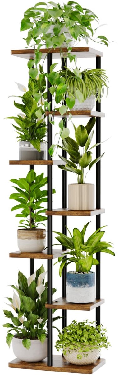 Dailygoods- Plantenstandaard 7 niveaus - Metalen displaystandaard - Ruimtebesparend ontwerp - Voor woonkamer/balkon - 54,5 inch hoog - Stevige constructie - Plantenrek