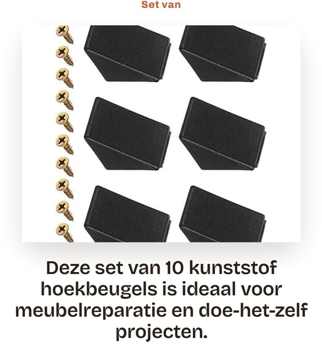 Dailygoods- Hoekbeugels 90 Graden - Kunststof Plankbeugels - 10 Stuks - Afdekkap - Meubelreparatie - Schone Afwerking
