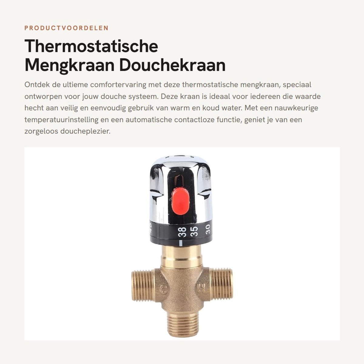 Dailygoods- Mengkraan Thermostatisch - 3-Weg Messing - Temperatuurregelventiel - Douchekraan - Wastafel/Bidet - Debiet 11,67 l/min - Thermostaatkraan