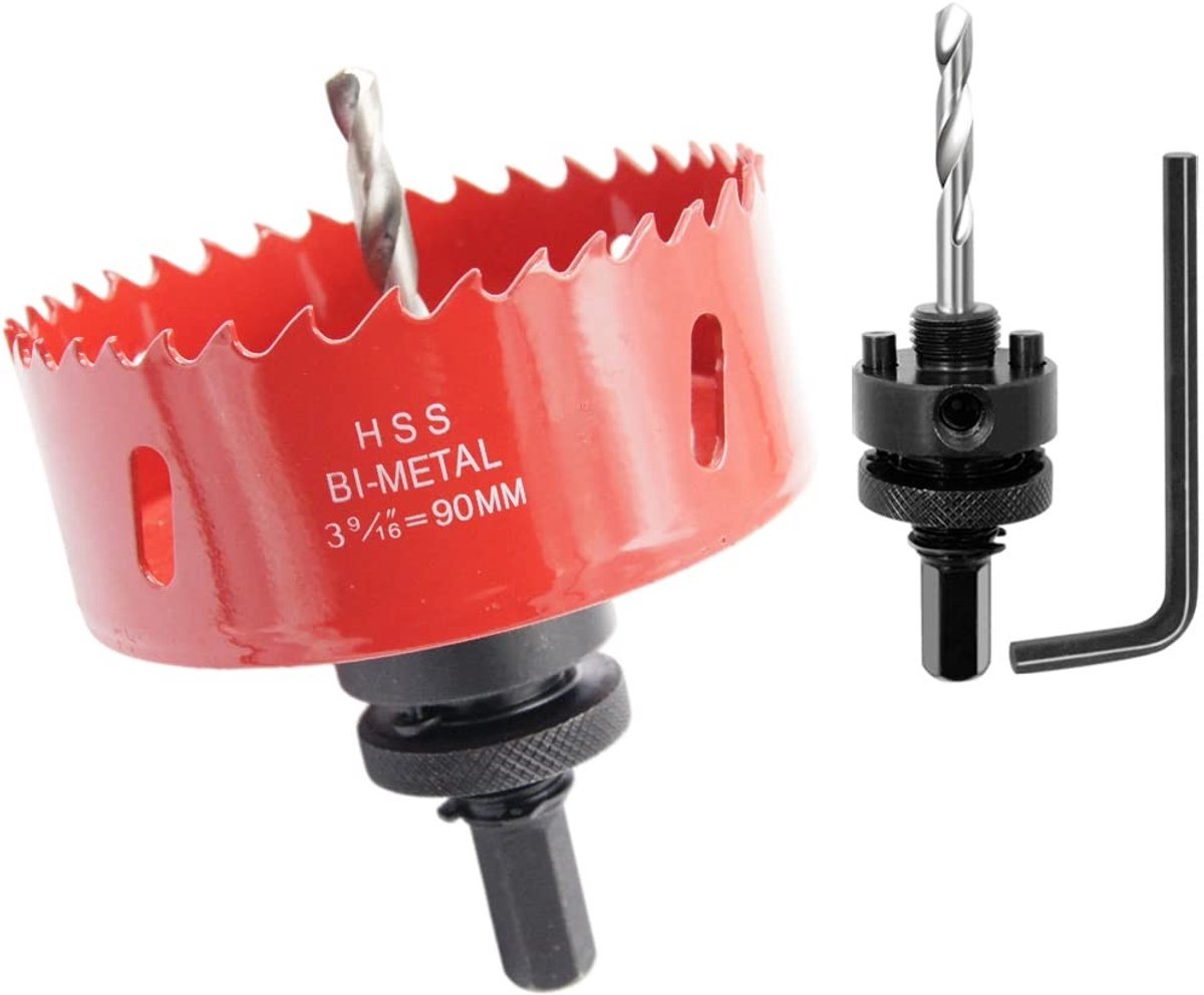 Dailygoods- Holesaw 90 mm - Boormachine Accessoire - A2 Heavy Duty Mandrel - Hout/Metaal/PVC - Hoogwaardige Staal - Scherpe Snede - Boor