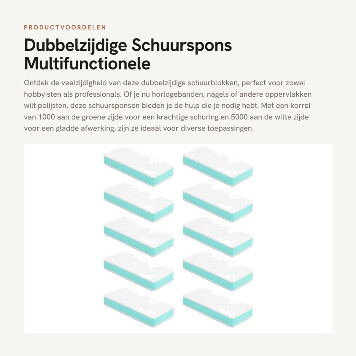 Dailygoods- Schuurspons 10 Stuks - Dubbelzijdige Schuurblokken - Korrel 1000/5000 - Compact Formaat - Multifunctioneel Gebruik - Hoge Prestaties - Schuurblok