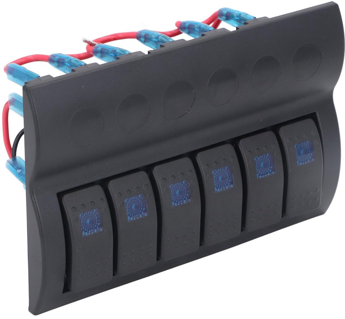 Dailygoods - Schakelpaneel met 6 banden - Voorbekabeld elektrisch schakelpaneel - Blauw LED-controlepaneel - Overbelastingsbeveiliging - Geschikt voor...