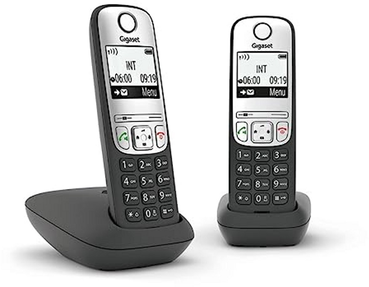 Draadloze Telefoon - Huistelefoon - Thuis Bellen - Kristalhelder Geluid - 2 Telefoons - Zwart