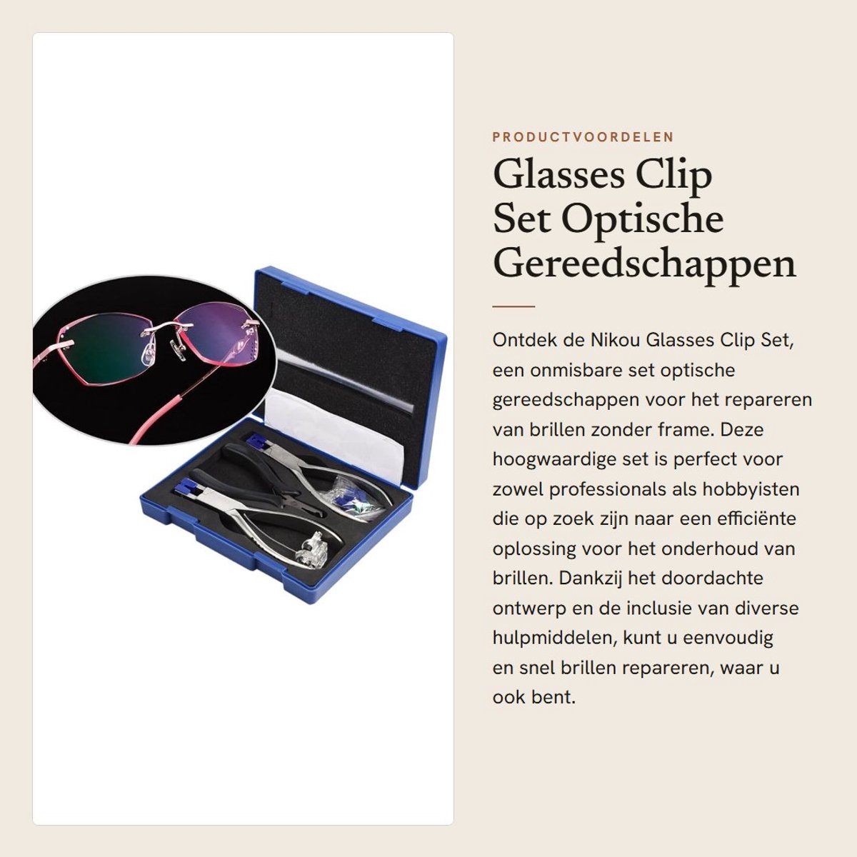 Dailygoods- Brilclip Set - Hoogwaardige Reparatieset - Optische Gereedschappen - Draagbaar in Plastic Doos - Roestvrij Staal - Perfect voor Brillen zonder Montuur - Brillenreparatieset