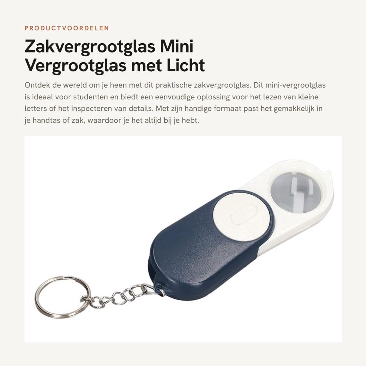Dailygoods- Zakvergrootglas 10X - Mini-formaat - Dubbellaagse Lenzen - LED Licht - Handzaam - Ideaal voor Lezen en Inspectie - Loep