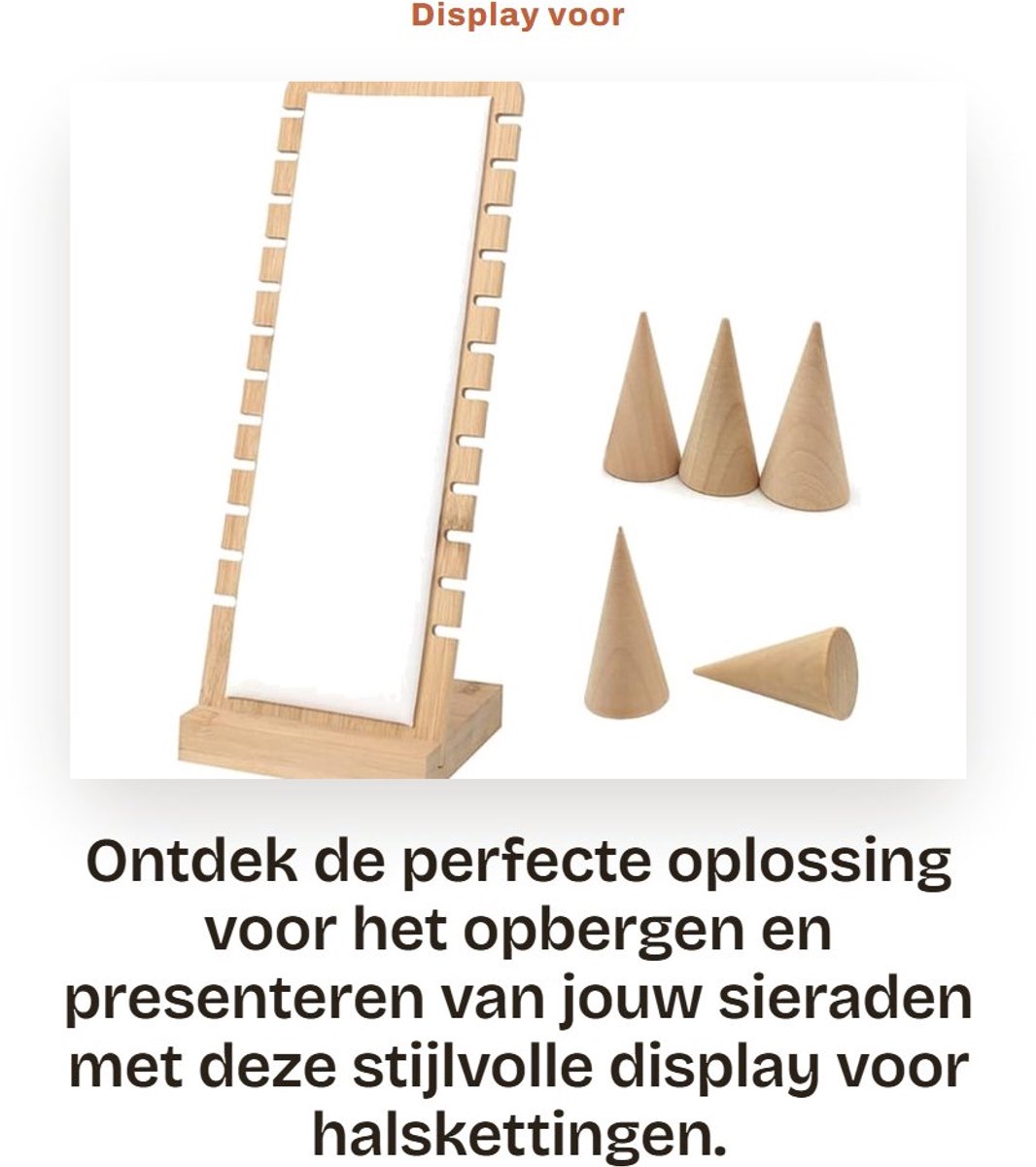 Dailygoods- Sieradenstandaard met 5 Kegelvormige Displays - Houten Sieradenhouder - Duurzaam Bamboehout - Ruimtebesparend Ontwerp - 12 Vakken voor Kettingen en Armbanden