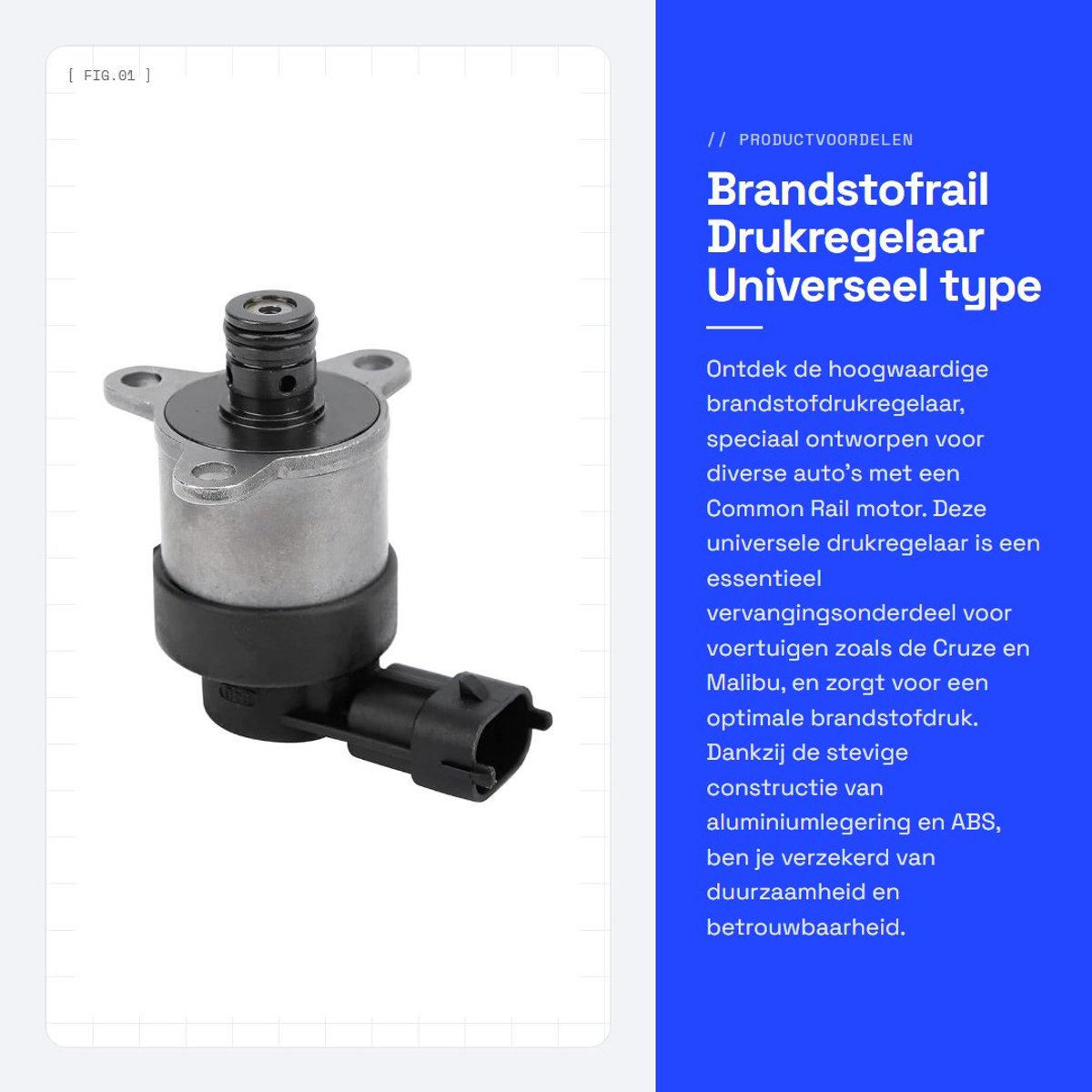 Dailygoods- Brandstofdrukregelaar Aluminiumlegering - Regelklep - Vervangingsonderdeel - Geschikt voor Cruze/Malibu - Compatibel met 0928400680 - Universeel Type Motor - Brandstofregelaar