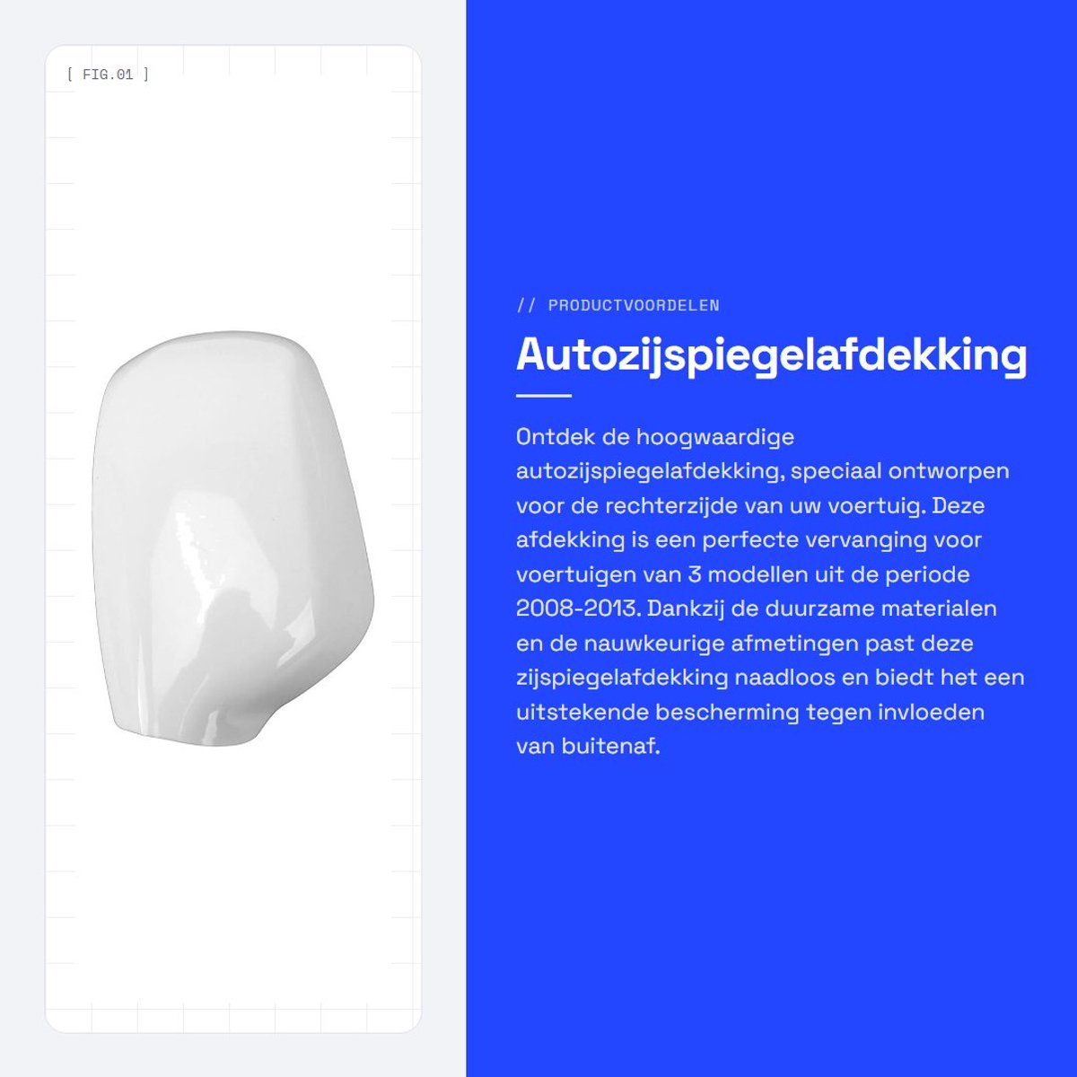 Dailygoods- Zijspiegel Vervangend - Autozijspiegelafdekking - Achteruitkijkspiegelafdekking - Schokbestendig - Hoge kwaliteit - Originele norm - Spiegeldop
