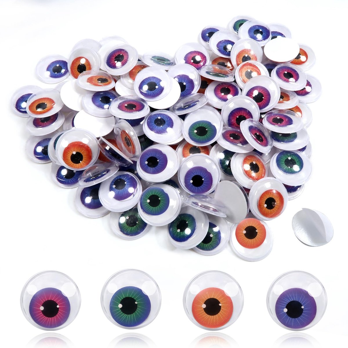 Dailygoods- Oogstickers 100 stuks - 20 mm - Kunststof - Plakbaar - Ambachtelijk - Diverse kleuren - Knutselogen