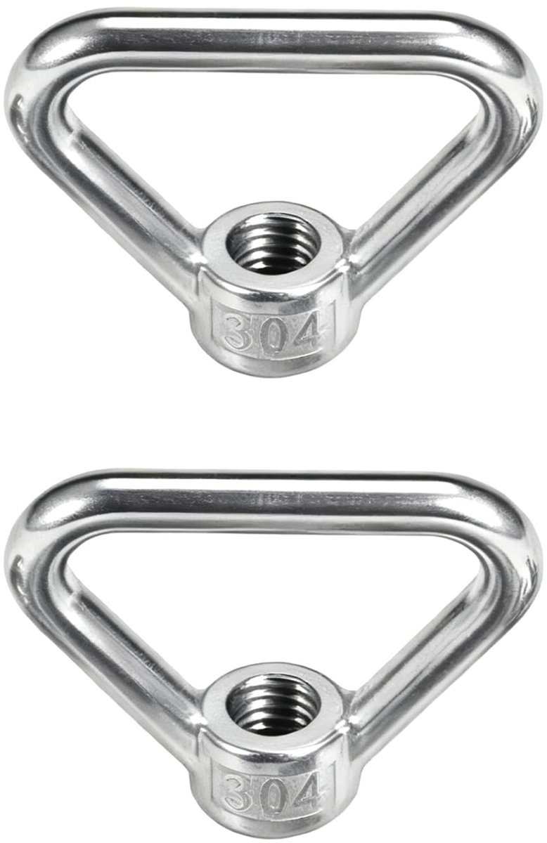 Dailygoods- Driehoekmoer Roestvrij Staal 304 - 2 Stuks M18 - Bevestiging voor Ophangen/Hijsen - Oogmoer - Zilver - Nauwkeurige M18-Maatvoering