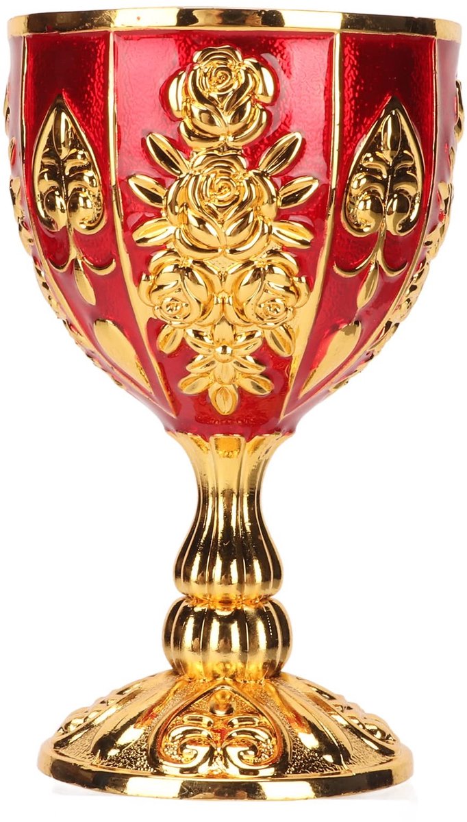 Dailygoods- Gouden Kelk - Vintage Kelk Beker - Zinklegering - Decoratieve Wijn Cup - Voor Party/Banket - 10,3 x 6,3 cm - Wijnbeker