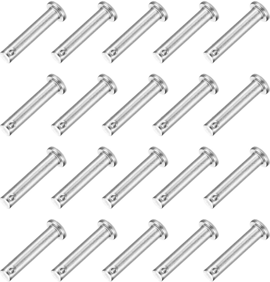 Dailygoods- Splintbouten 20 Stuks - M6 x 30 mm - Roestvrij Stalen Platte Kop - Aanhangersplintbouten - Monteurreparatie - Duurzaam en Sterk - Bevestigingsbouten
