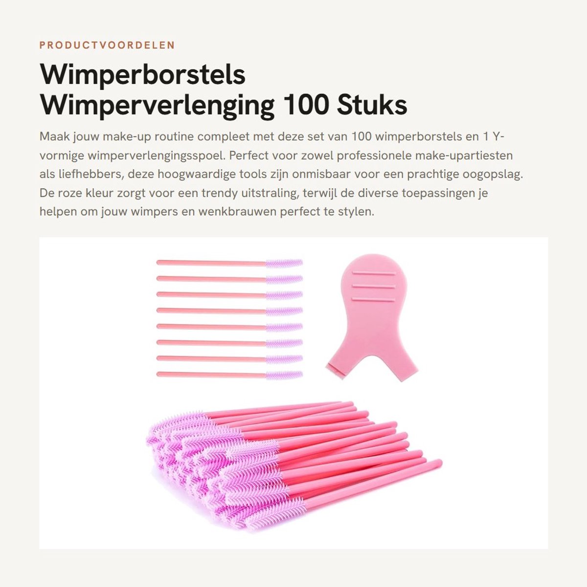 Dailygoods- Wimperborstels Set - 100 Stuks - Y-vormige Mascara Borstel - Siliconen - Make-up Gereedschap - Roze - Make-upborstels