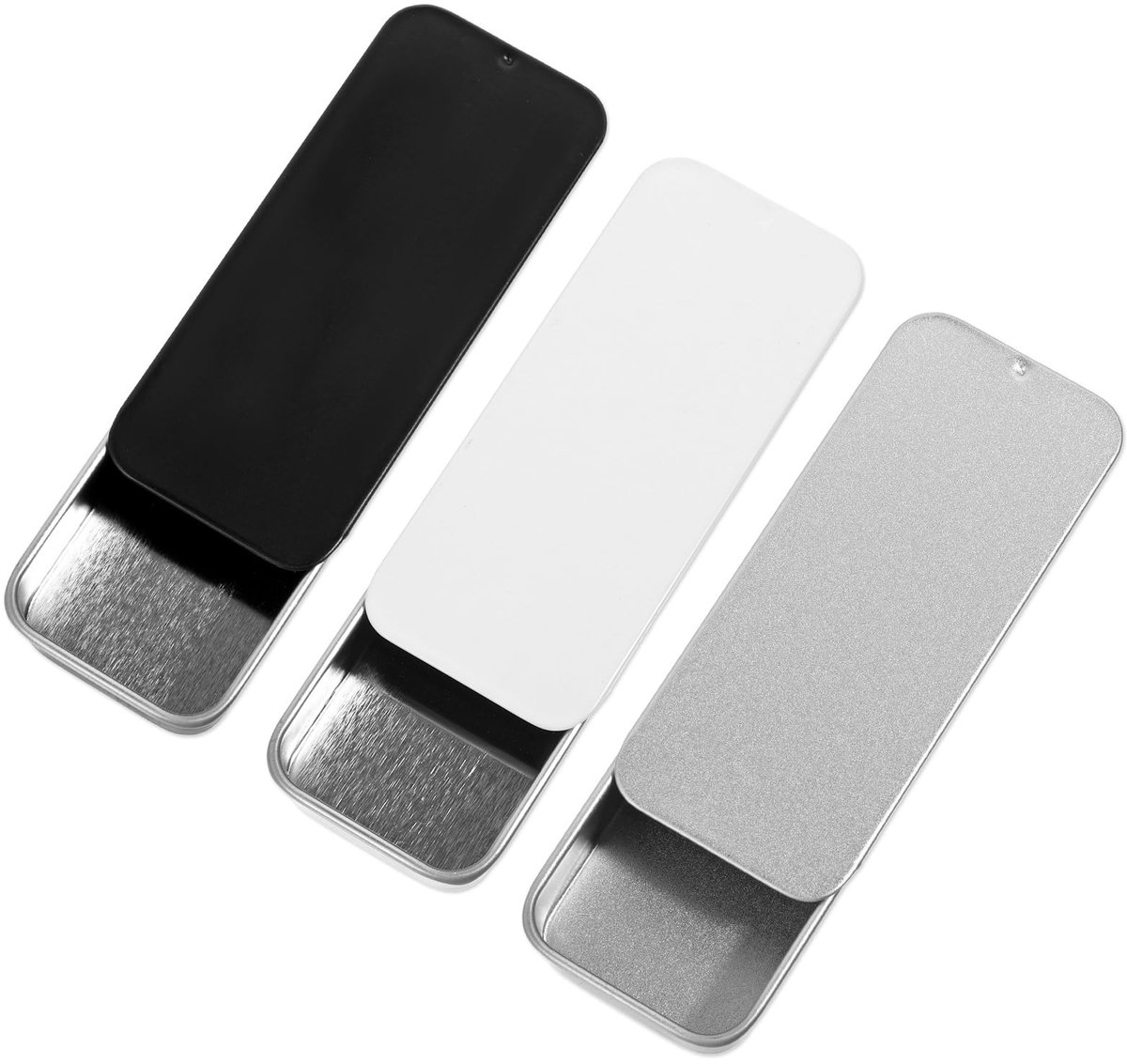Dailygoods- Opbergdoos - 3 Stuks - Metaal met Schuifdeksel - Zwart/Wit/Zilver - Lichtgewicht - Voor Sieraden/Candy - Opbergdoosje
