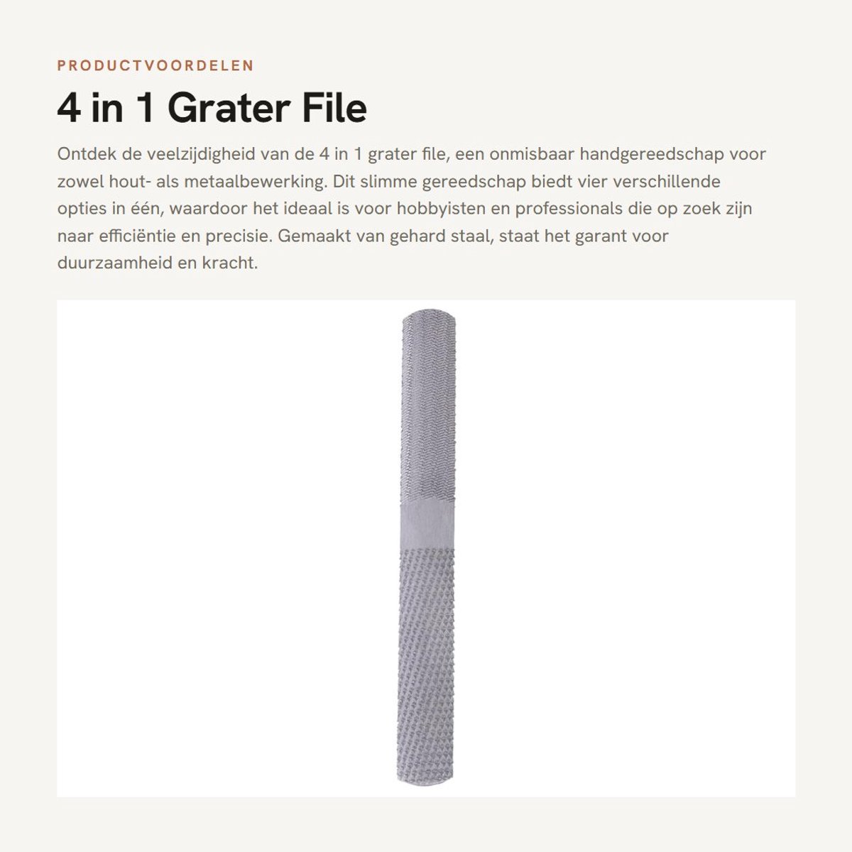 Dailygoods- Vijl 4-in-1 - Houten/Metaal Bewerking - Stalen Grater Vijl - Half-Rond - Versterkt - Duurzaam