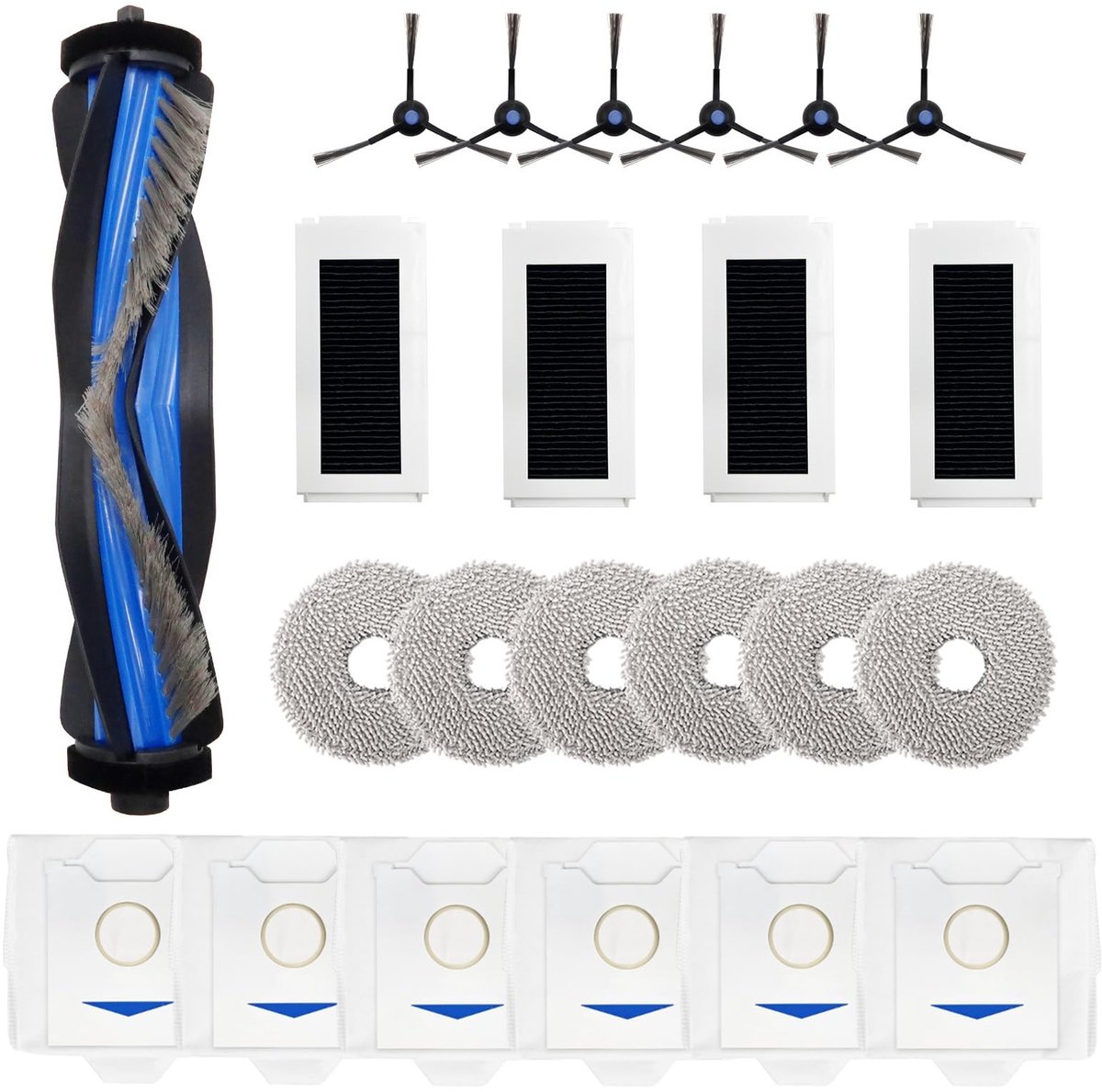 Dailygoods- Robotstofzuiger Accessoire Kit - 1 Hoofdborstel - 6 Stofzuigerzakken - 6 Zijborstels - 4 Filters - Hoge kwaliteit materialen - Stofzuigeraccessoires